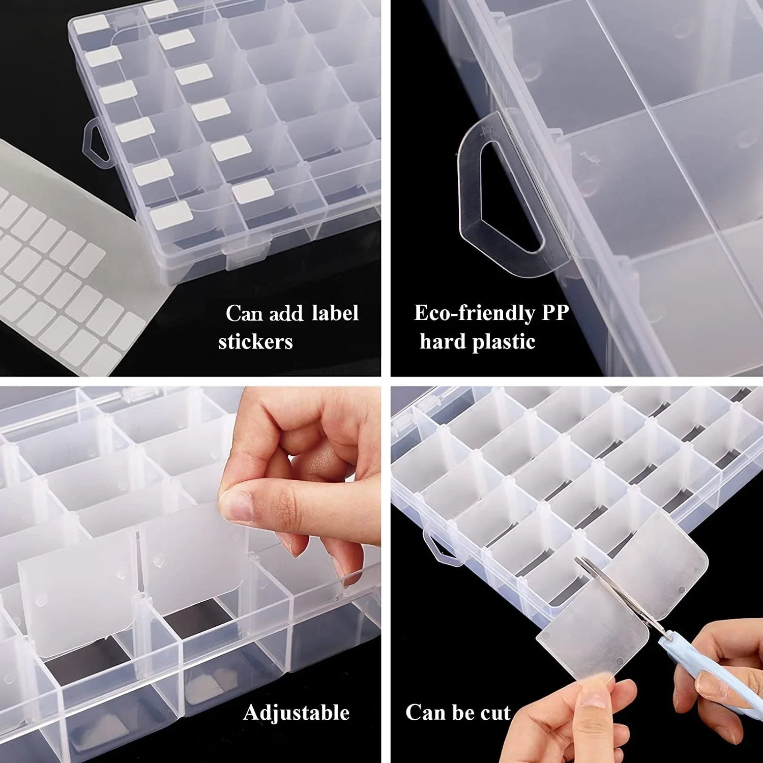 Plastic Organizer Box – 36 Grids, Adjustable Dividers | Organivo