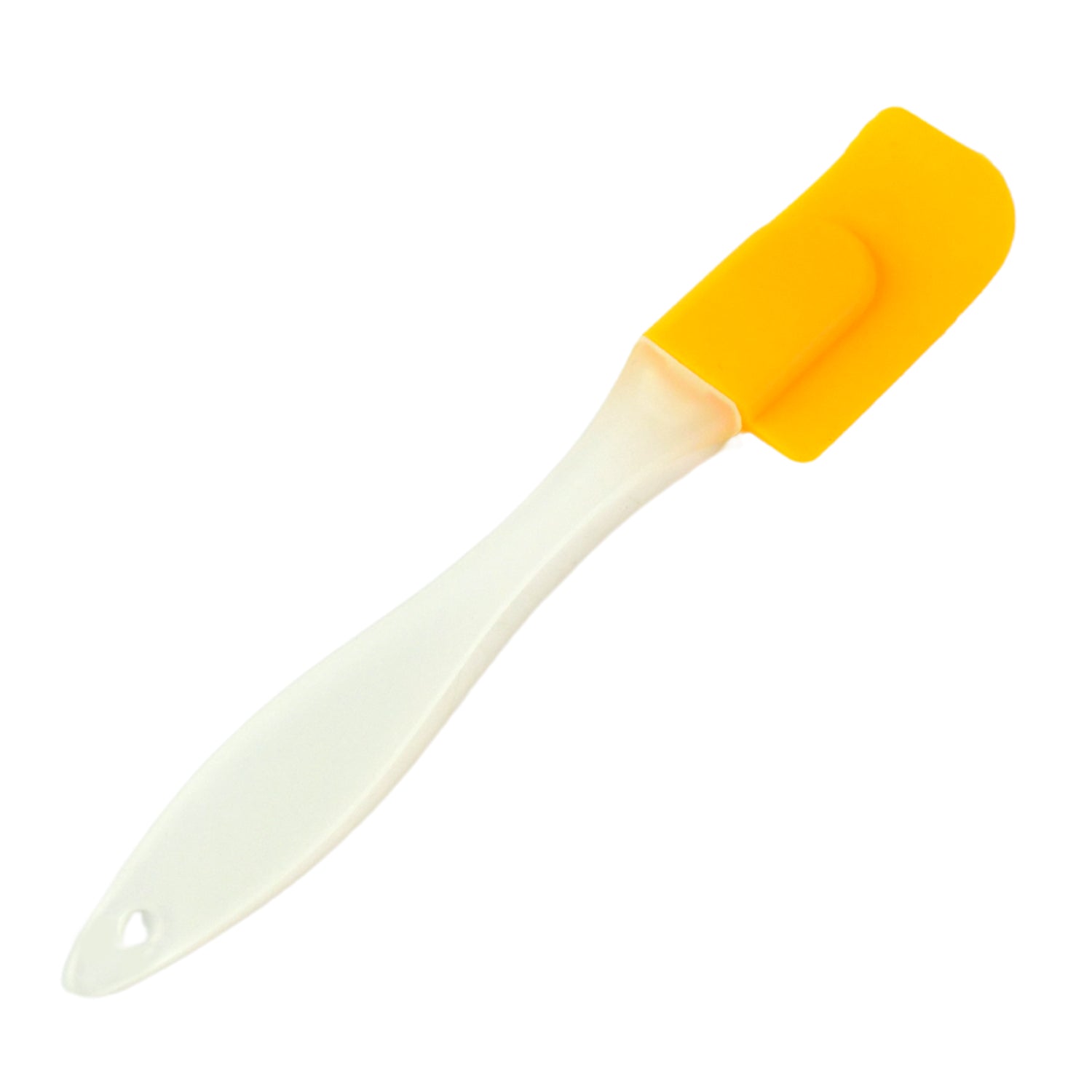 Silicone cooking spatula resting on kitchen counter next to ingredients.