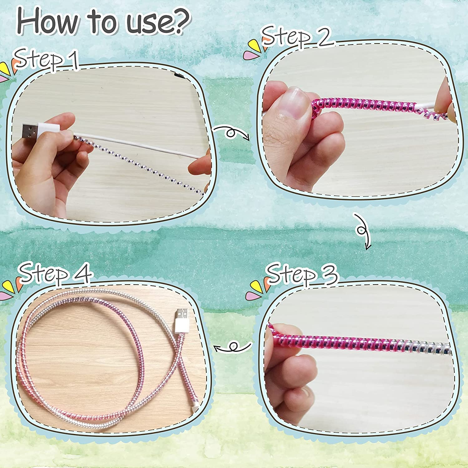 Detailed view of the interlocking spiral design for enhanced cable protection.