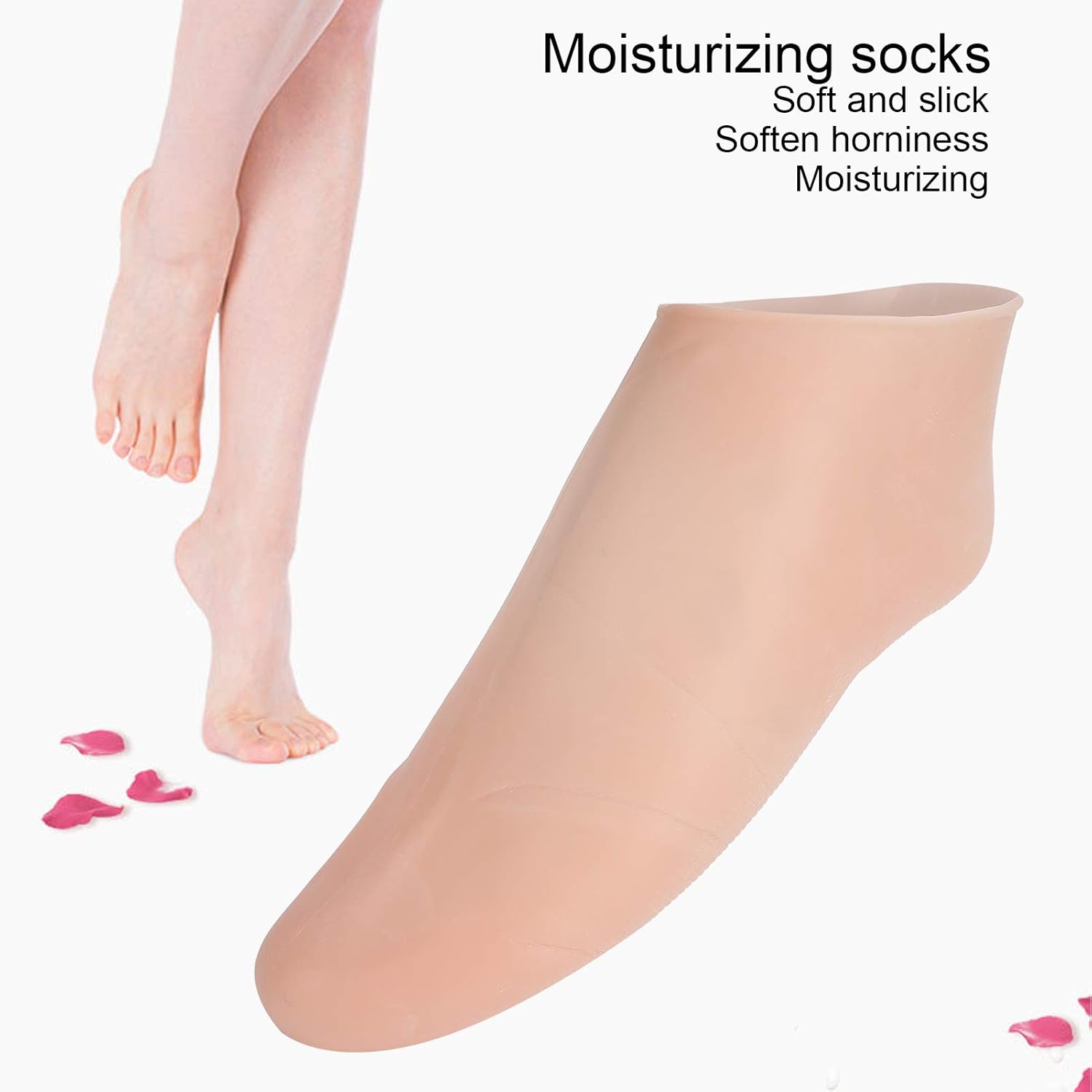 Comfortable silicone moisturizing socks providing an effective solution for cracked heels.