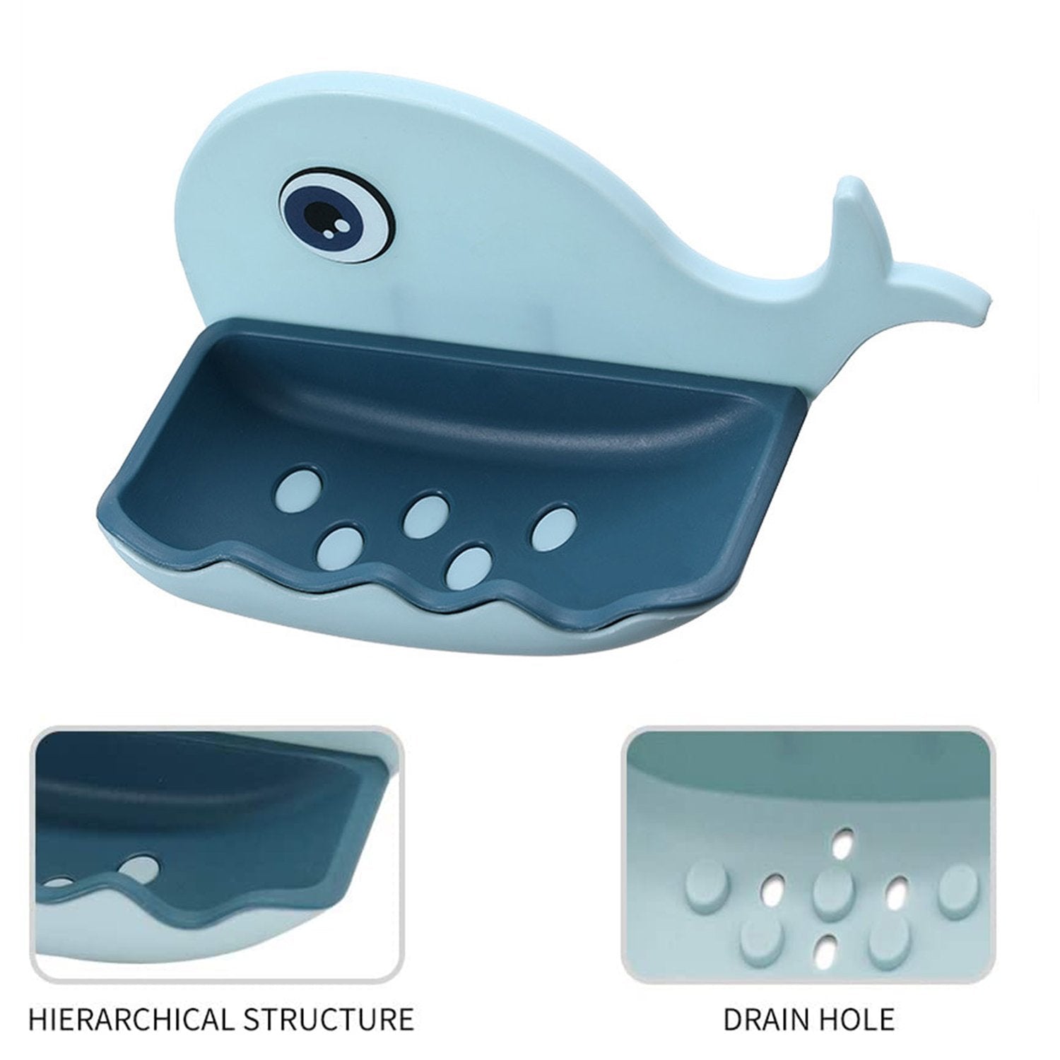 Wall Mounted Soap Holder – Fish Shape Double Layer Adhesive | VelvetBubbles