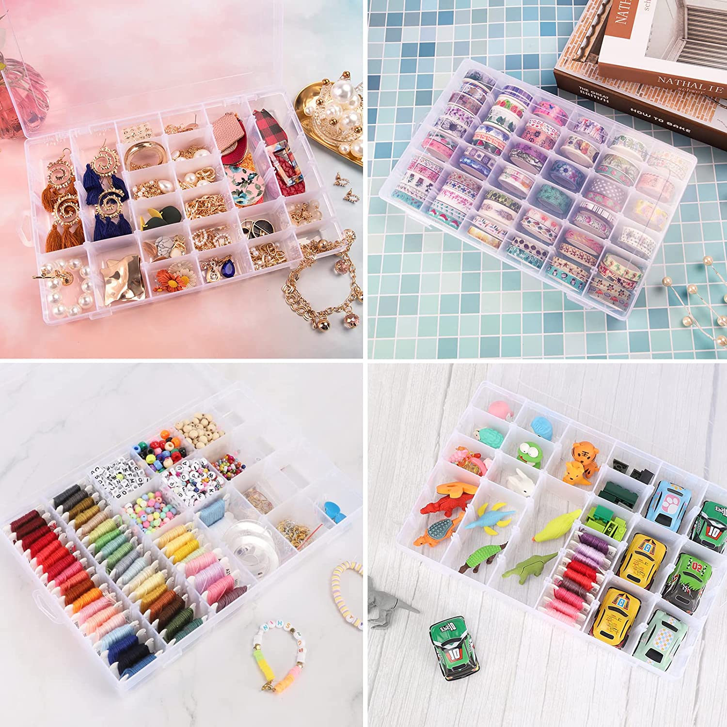 Plastic Organizer Box – 36 Grids, Adjustable Dividers | Organivo