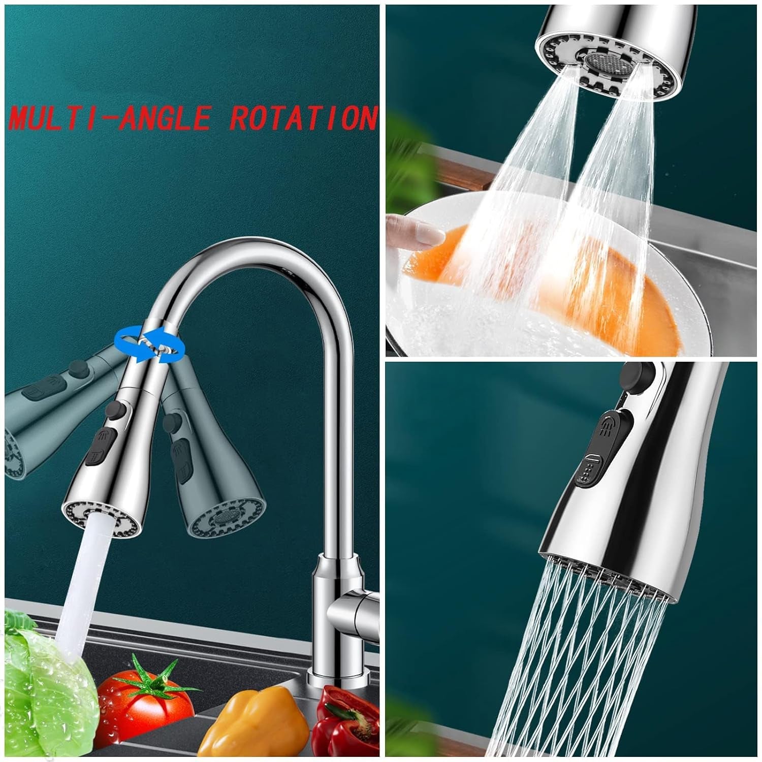 Kitchen Faucet Sprayer – 3-Function Pull Down