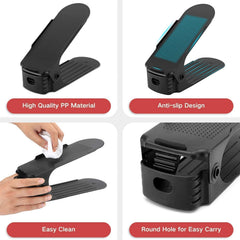 Adjustable Shoe Organizer – Folding Space Saver | Velvet Organizers
