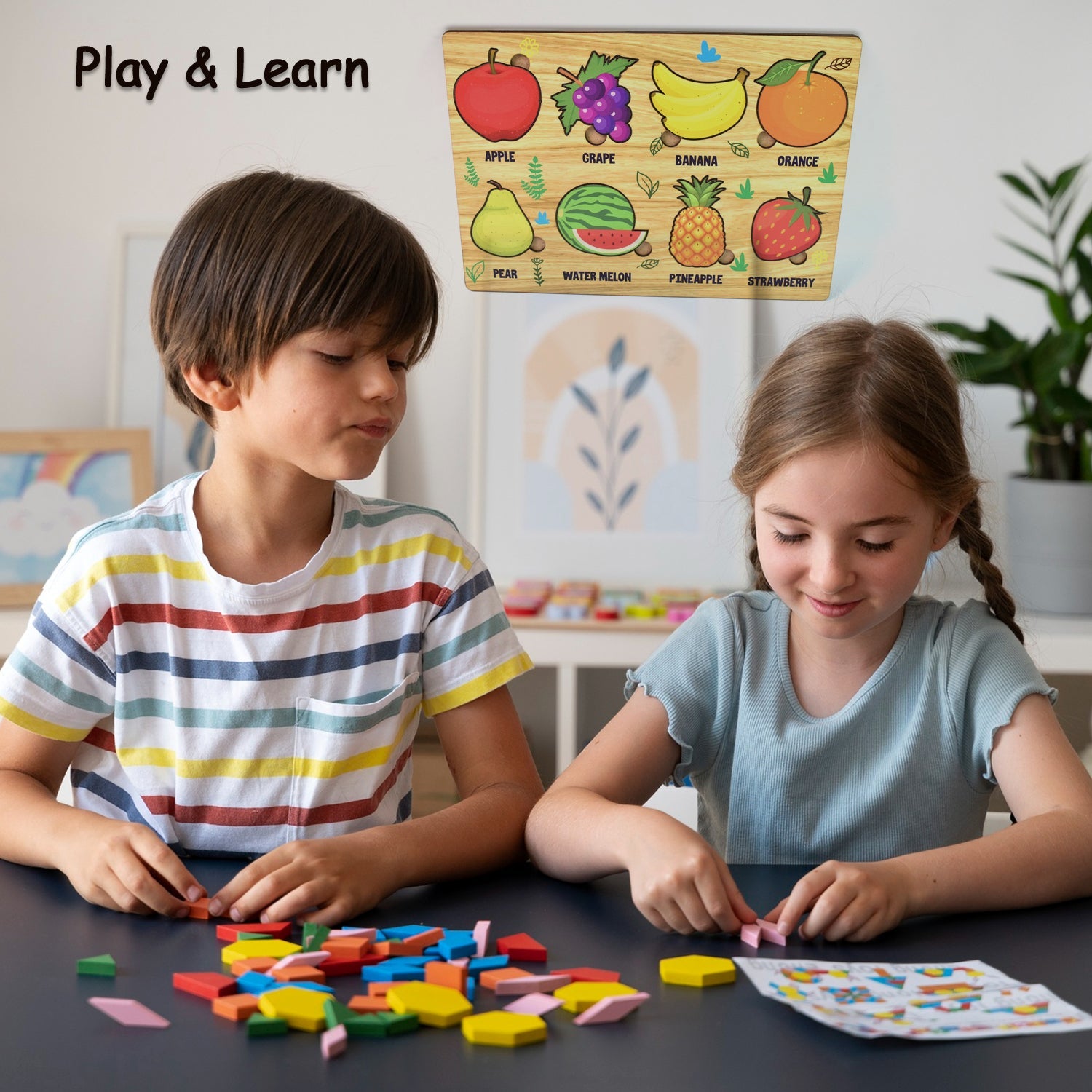 Wooden Fruit Puzzle – Toddler Learning Board | Inventive Play