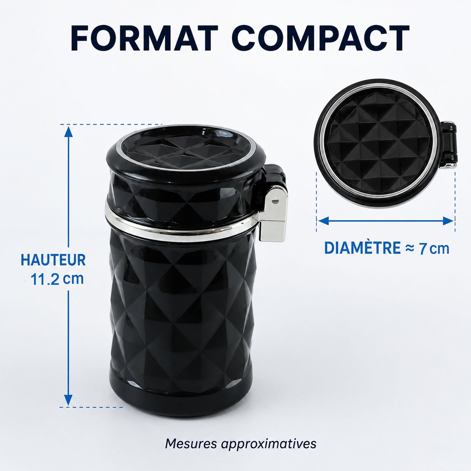 Car Cupholder Ashtray – LED Light, Lid & Portable Bin | Velvet Wheels