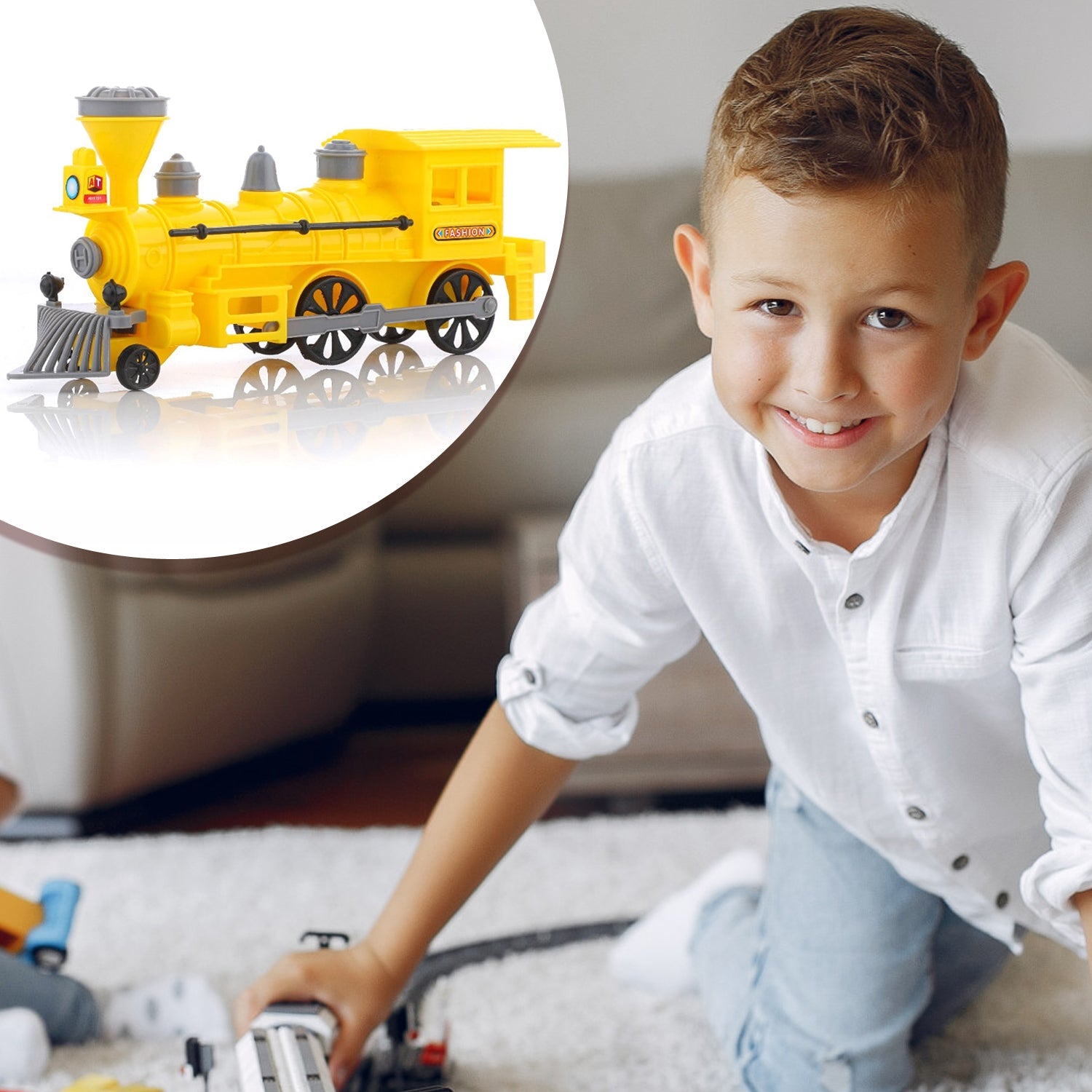 Pull Back Train Toy – LED Lights & Safe Play for Kids | Aditi