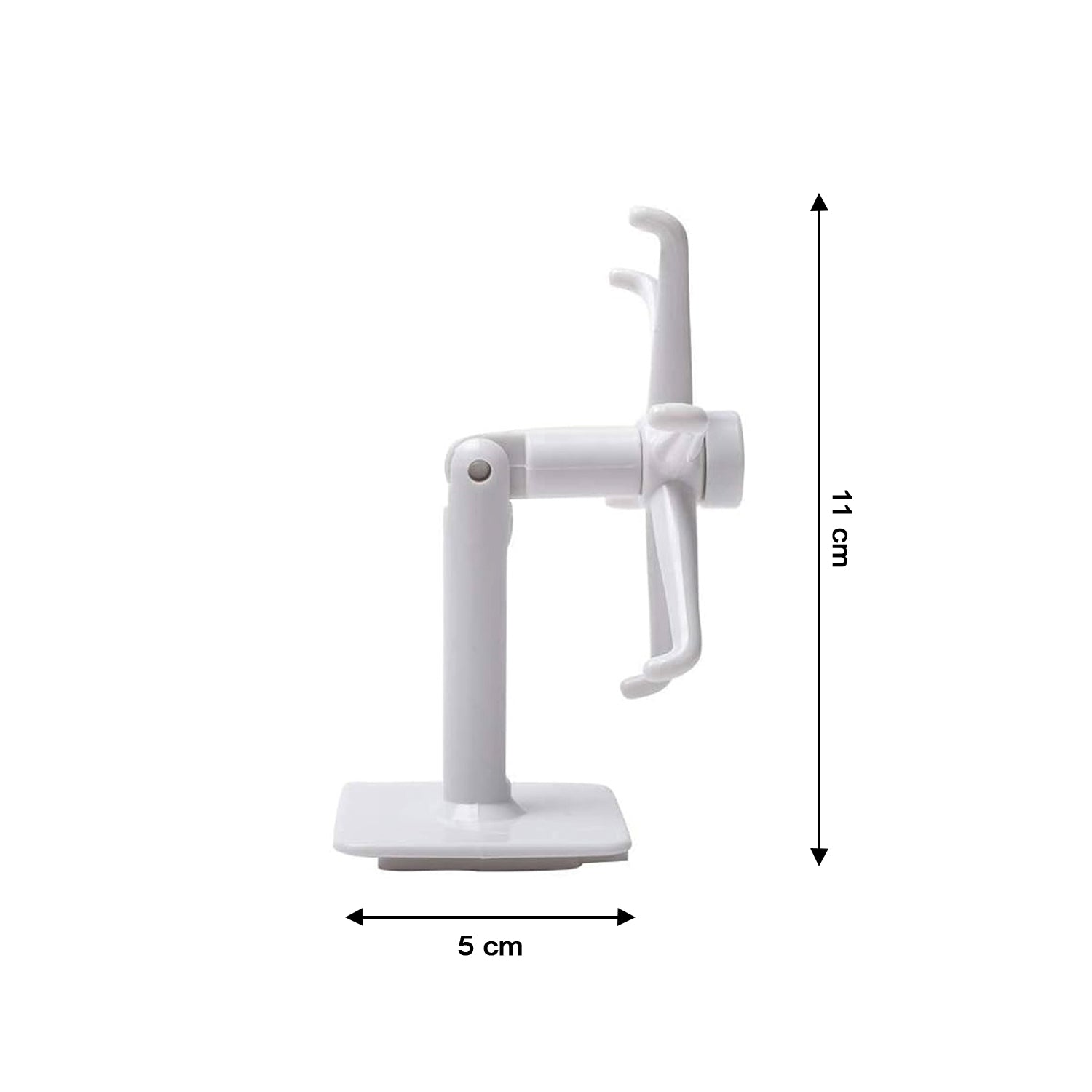 A white rotating hook is shown from the side with dimensions indicating it is 11 cm tall and 5 cm wide.