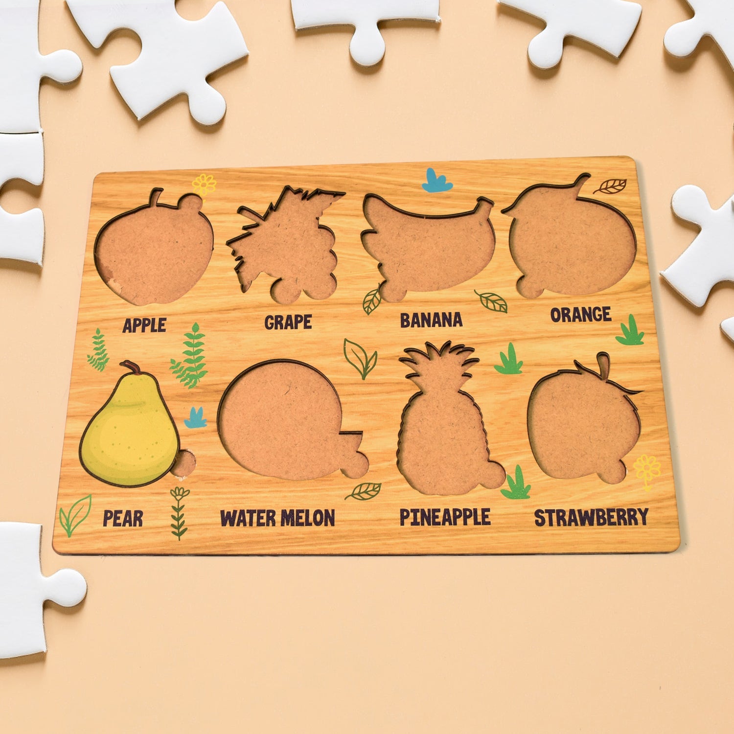 Wooden Fruit Puzzle – Toddler Learning Board | Inventive Play