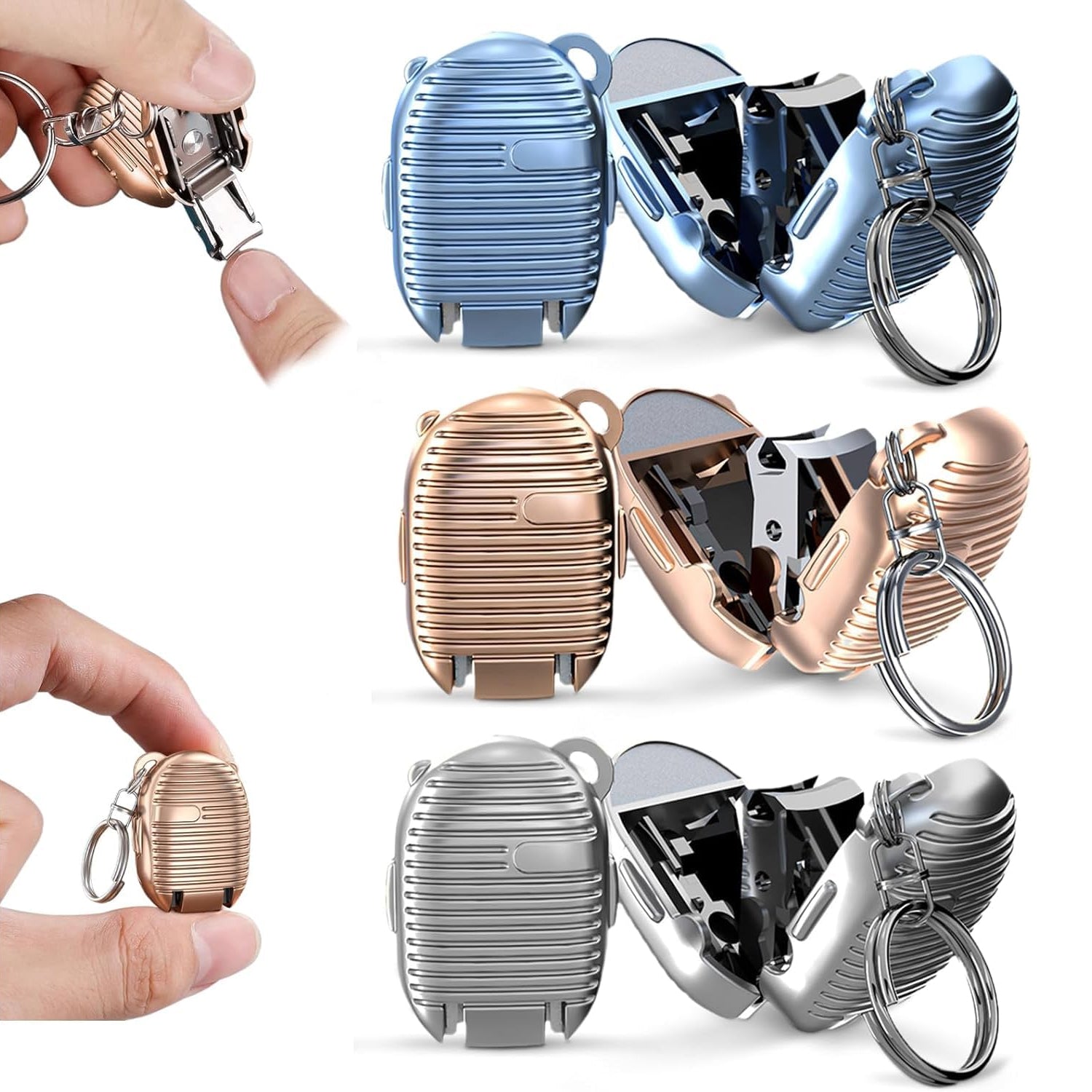 Keychain Nail Clipper – Mini Folding Stainless Steel Nail Cutter with Built-in Nail File | Portable Pocket Manicure Tool for Travel (Multicolor, 1 Pc)