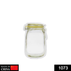 Transparent Mason jar zipper pouch for dry fruits and nuts, 150ml capacity.