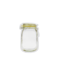 Airtight plastic snack bag, 150ml, standing upright and ready for use.