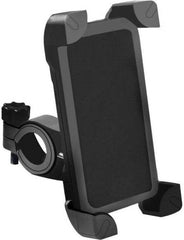 Front view of the anti-shake bike phone mount, securely holding a smartphone.