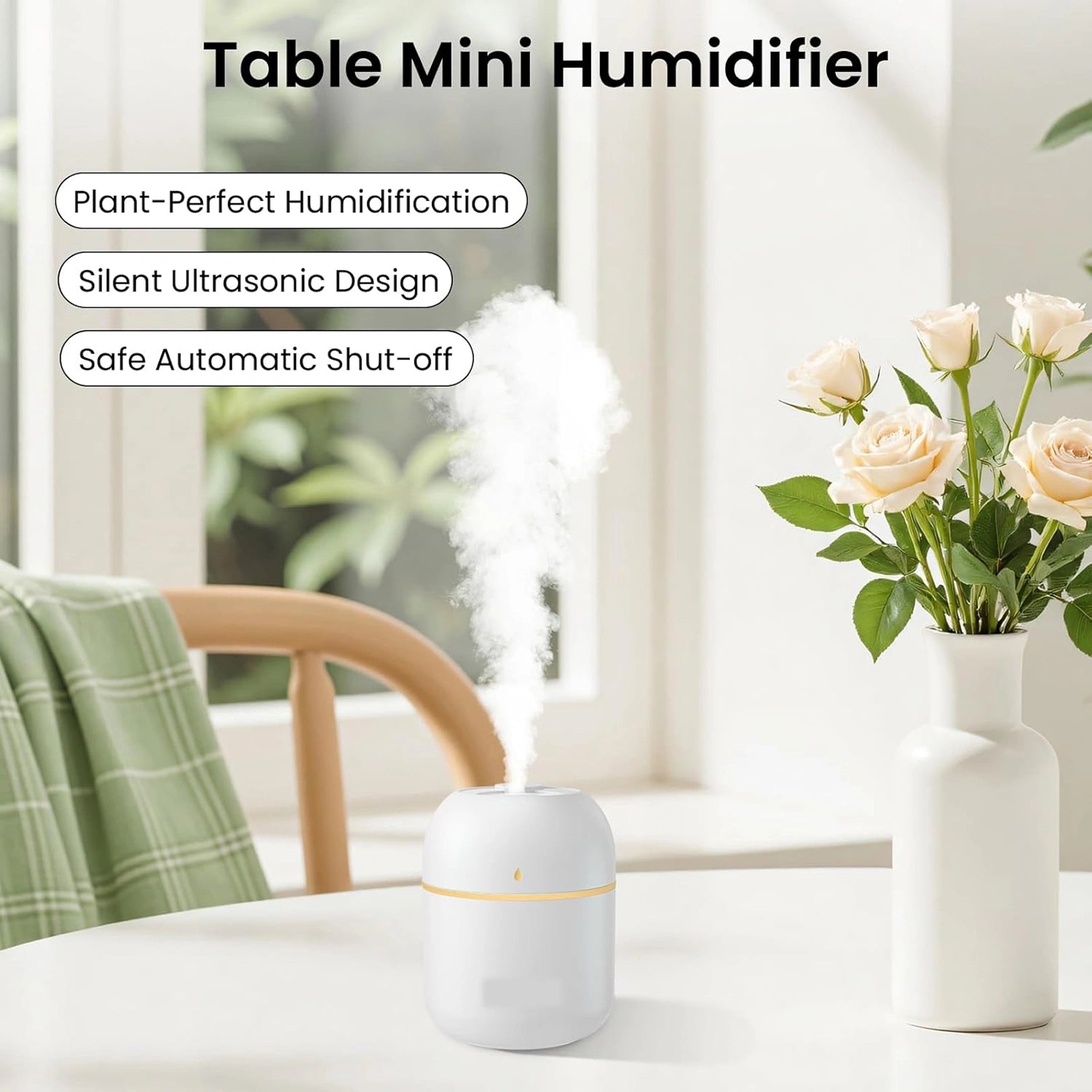 Portable Mini USB Humidifier with Night Light – 300ML Cool Mist Diffuser for Home, Office & Travel