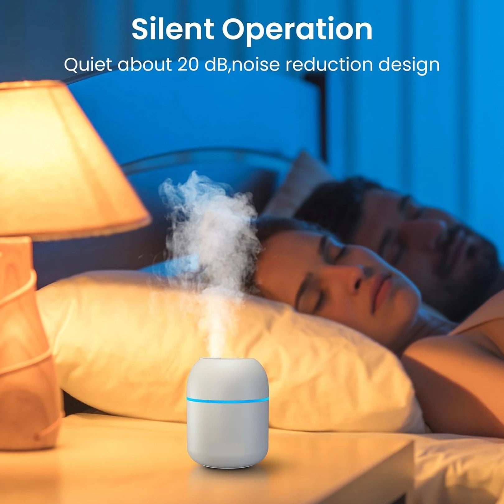 Portable Mini USB Humidifier with Night Light – 300ML Cool Mist Diffuser for Home, Office & Travel