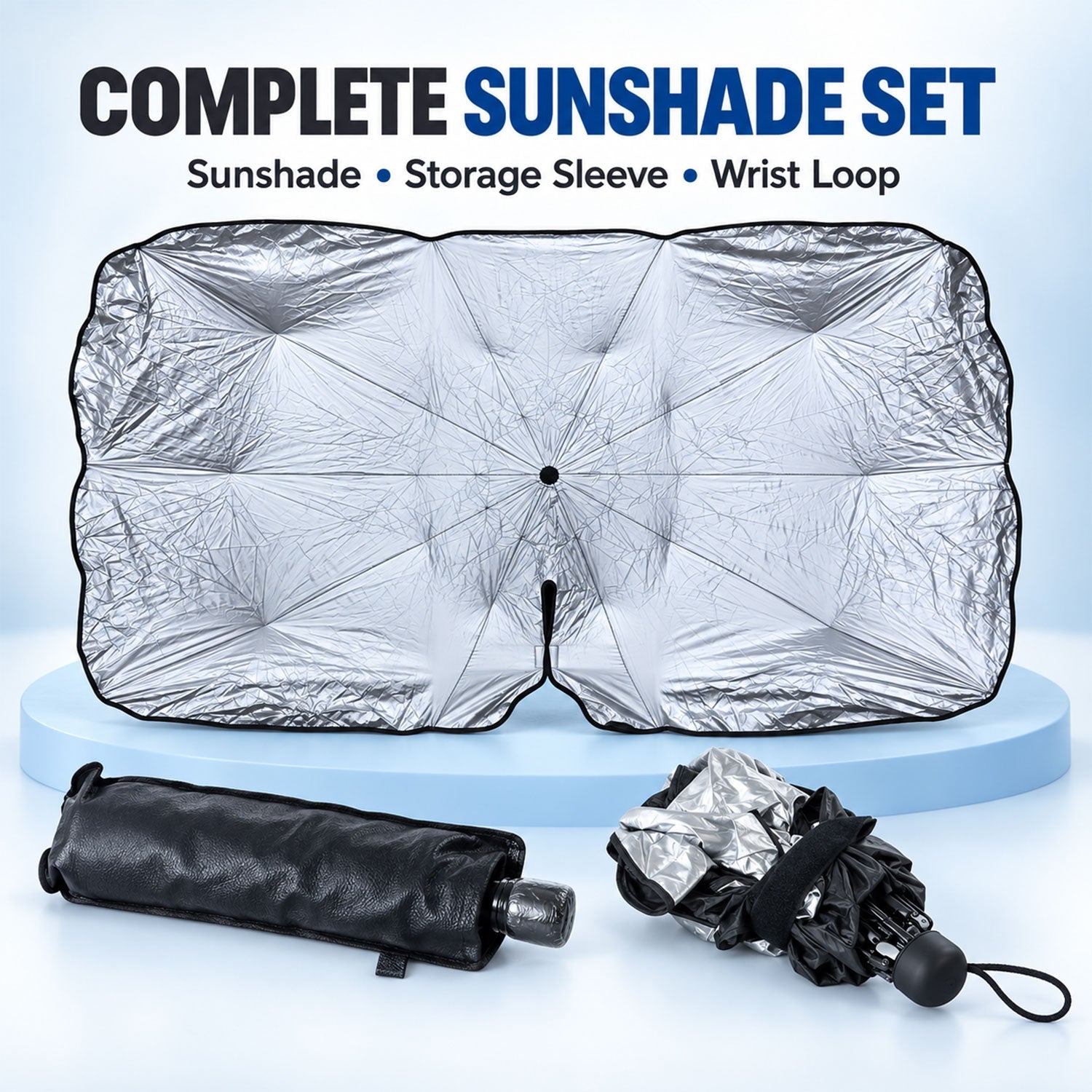 Windshield umbrella sunshade white bg