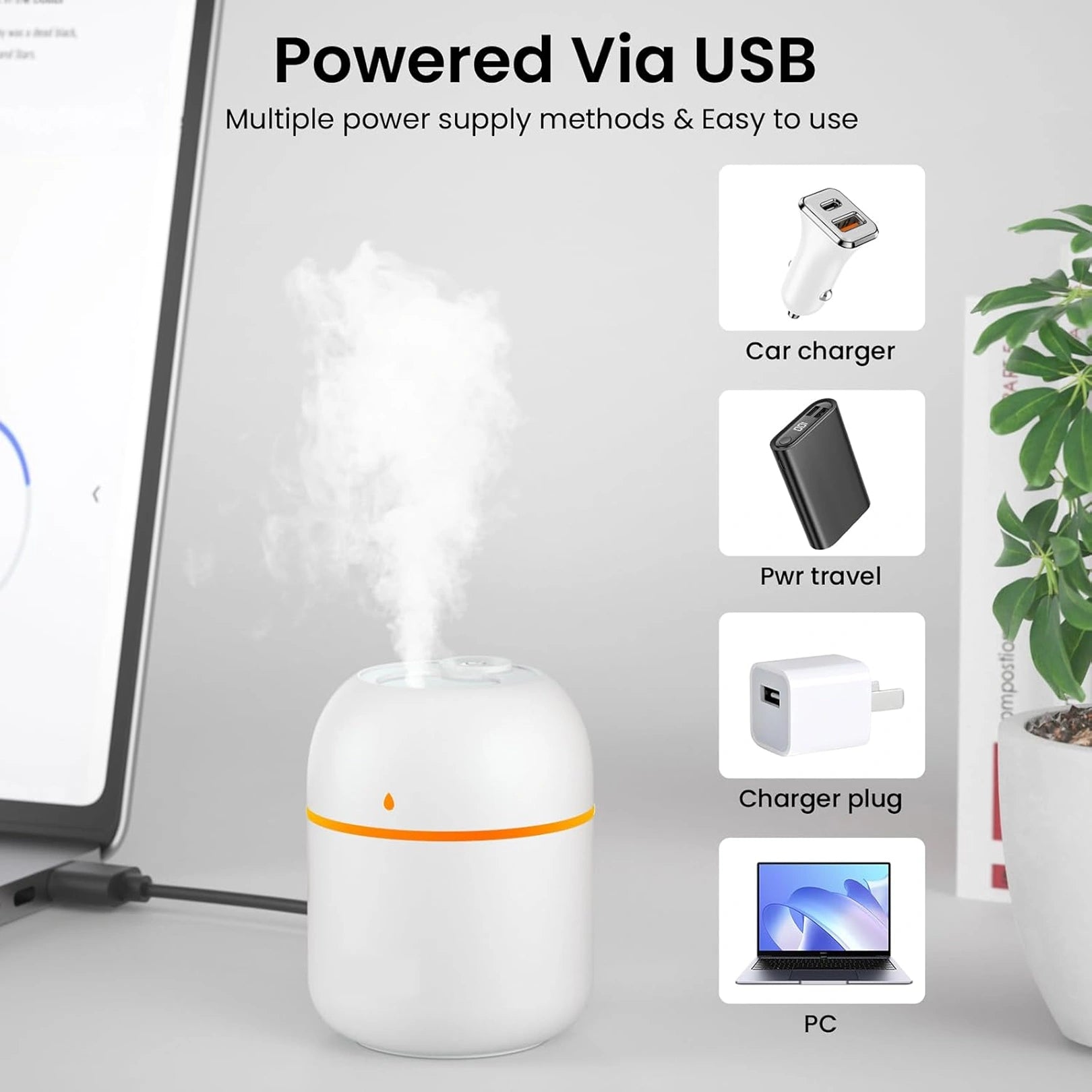 Portable Mini USB Humidifier with Night Light – 300ML Cool Mist Diffuser for Home, Office & Travel