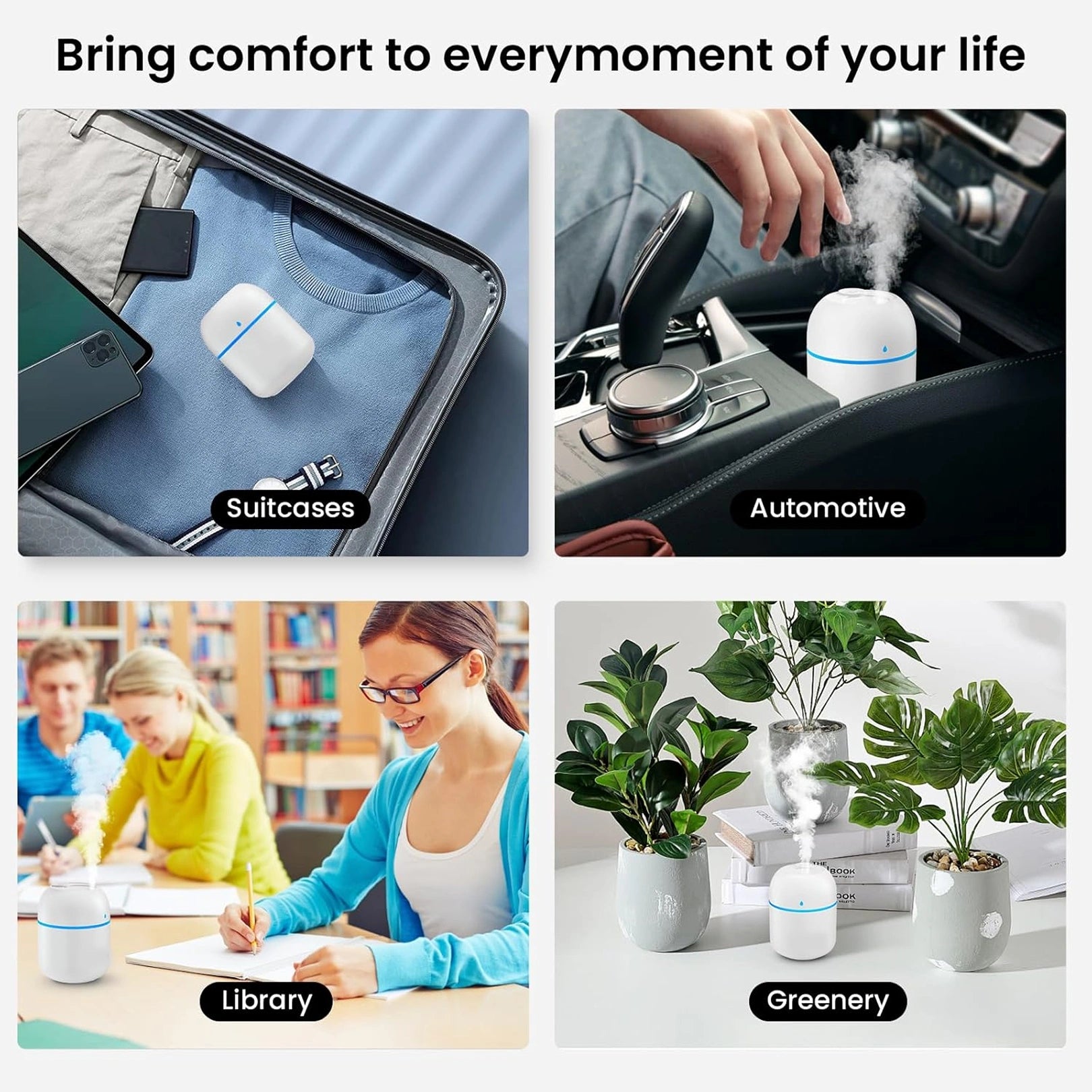 Portable Mini USB Humidifier with Night Light – 300ML Cool Mist Diffuser for Home, Office & Travel
