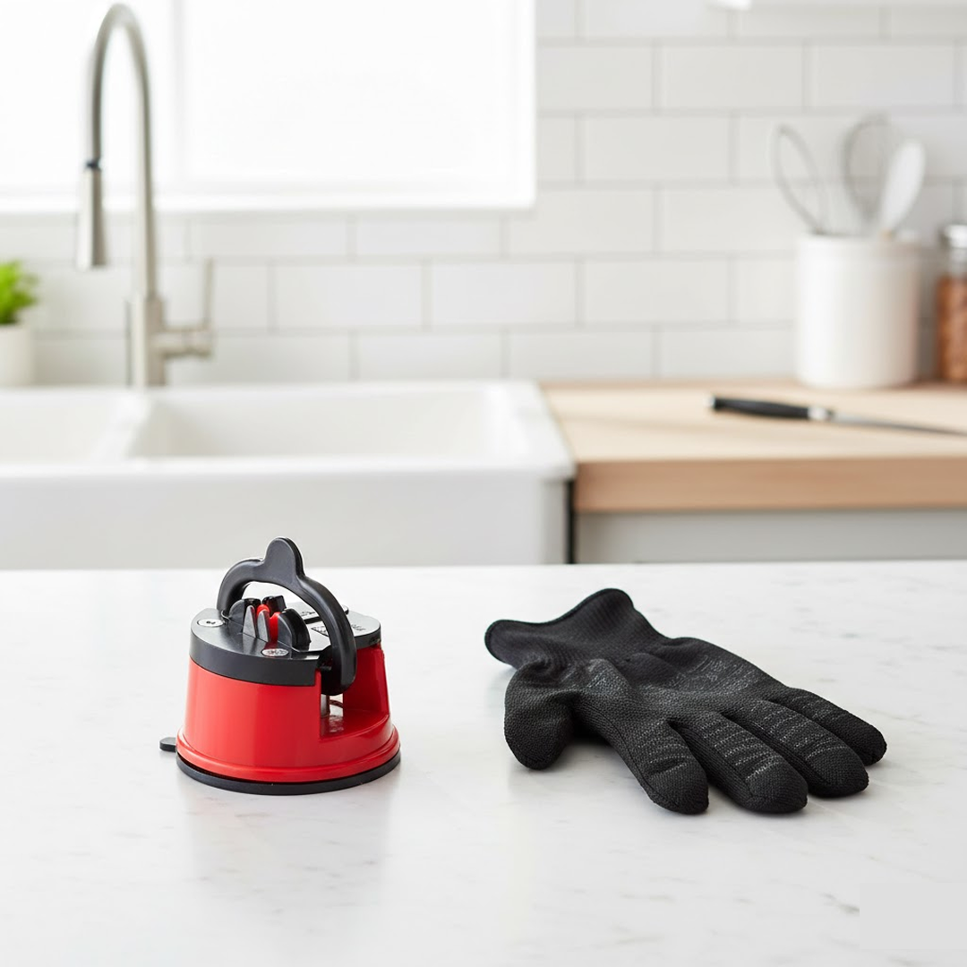 Manual Kitchen Knife Sharpener – 3-Stage Easy-Grip, knife sharpner