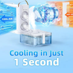 Double Head Mist Cooling Fan with Remote | 3-Speed USB Rechargeable Air Cooler for Desk & Bedroom (1 Pc  With Remote)
