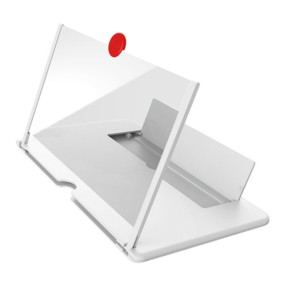 A white mobile phone screen magnifier with a red pull tab is displayed on a white background.