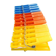 Pack of 12 strong grip laundry pegs in bright colours, essential for every home.