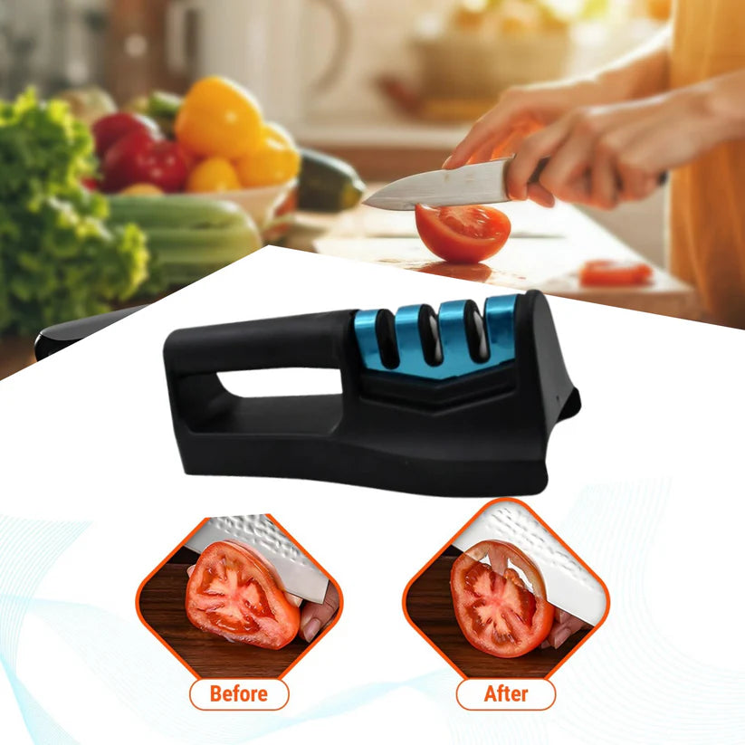 9-in-1 Knife Sharpener with Vegetable Chopper & Fish Scale Remover – 3-Step Handheld Knife Sharpener for Kitchen