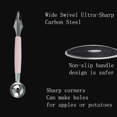 Stainless Steel Fruit Baller & Carving Tool | Melon Scoop, Garnishing Knife & Vegetable Peeler Set