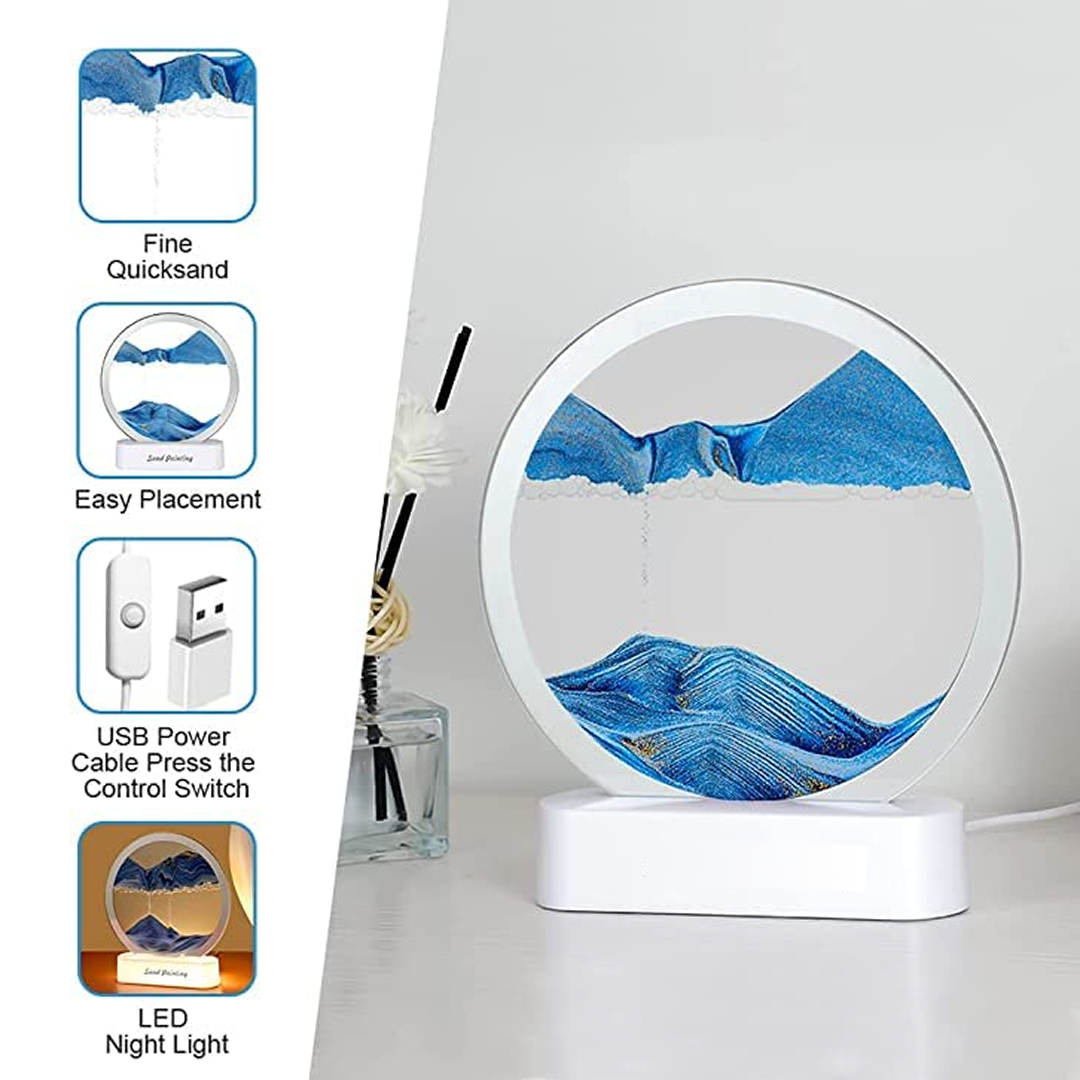 Round Sand Art LED Table Lamp Decorative Night Light