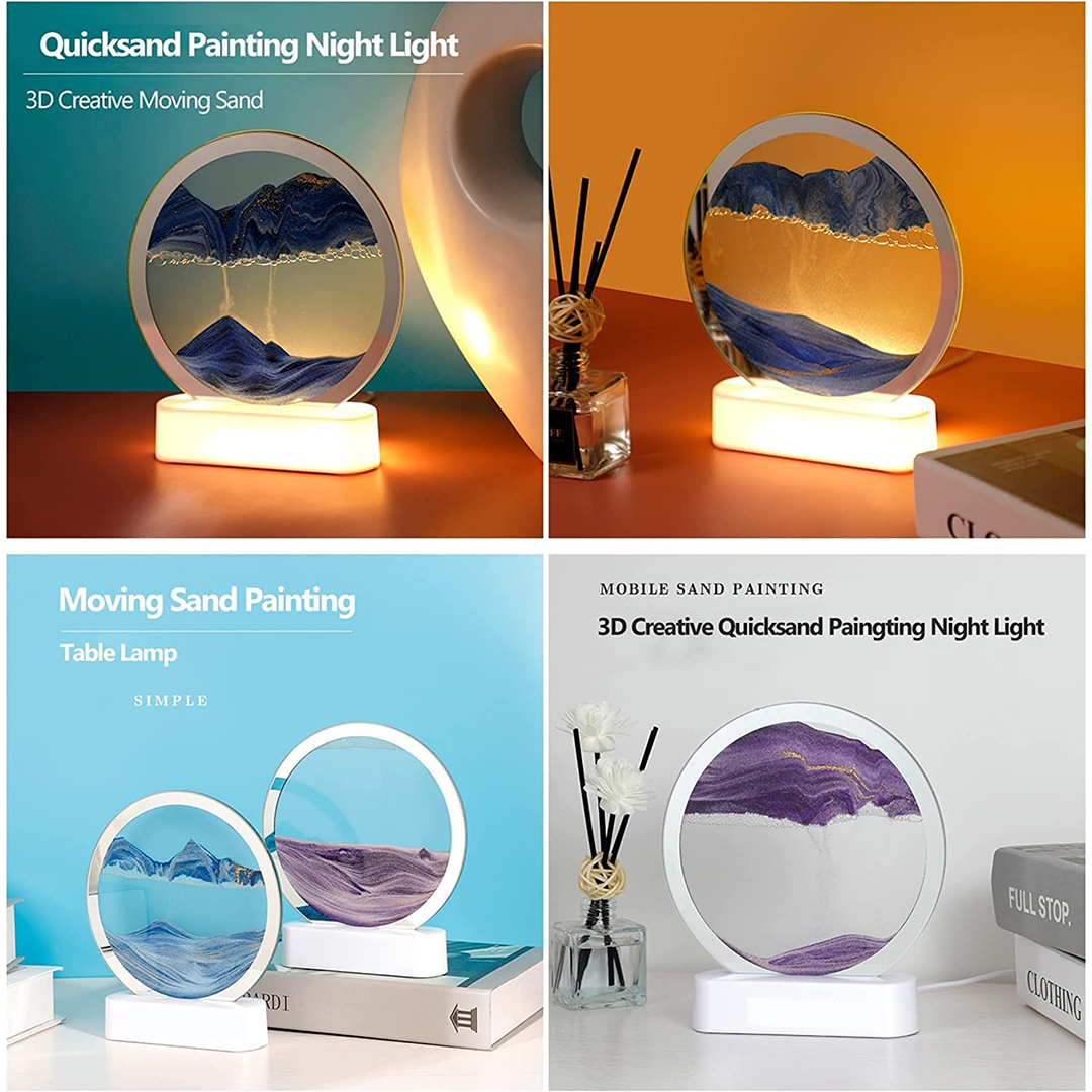 Round Sand Art LED Table Lamp Decorative Night Light