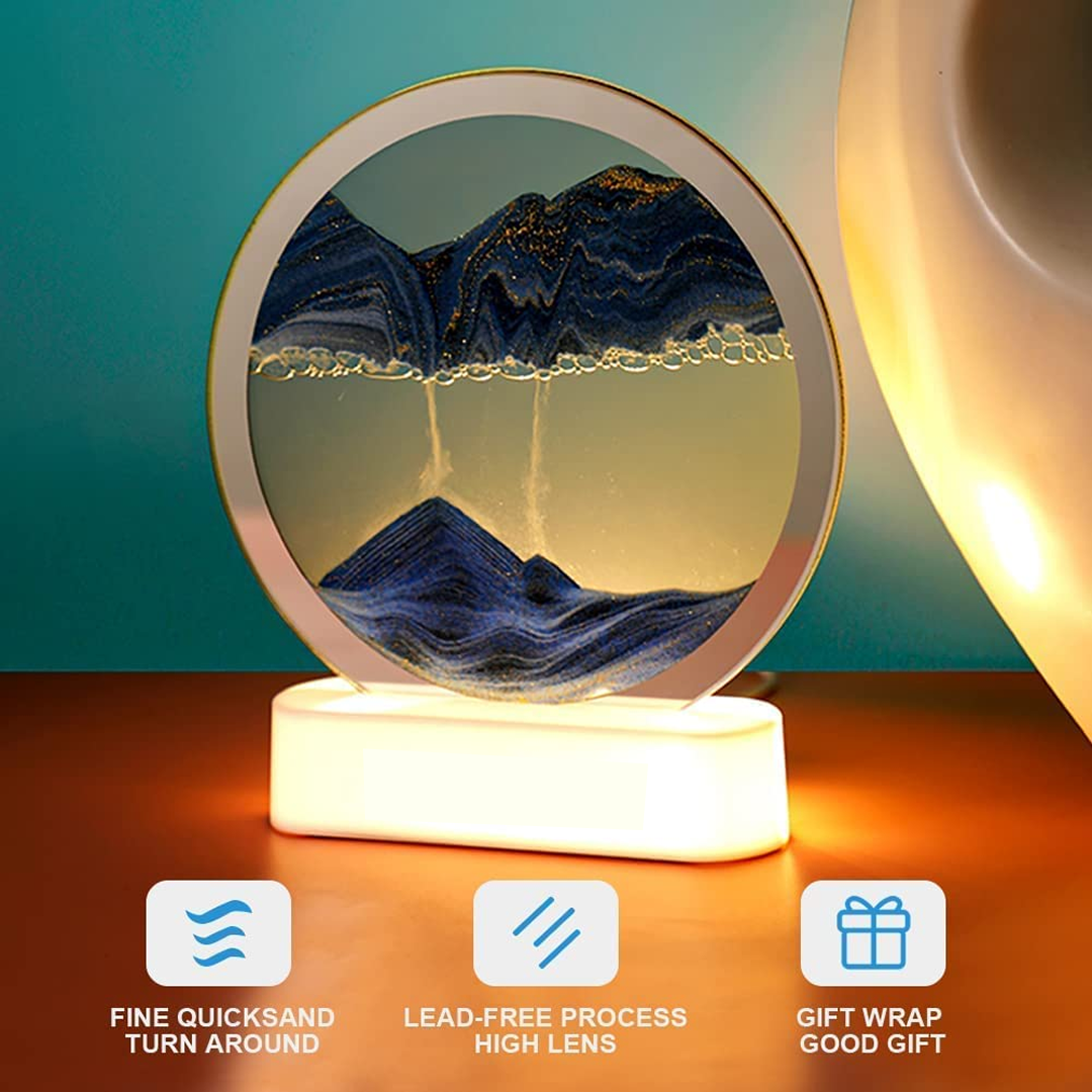 Round Sand Art LED Table Lamp Decorative Night Light