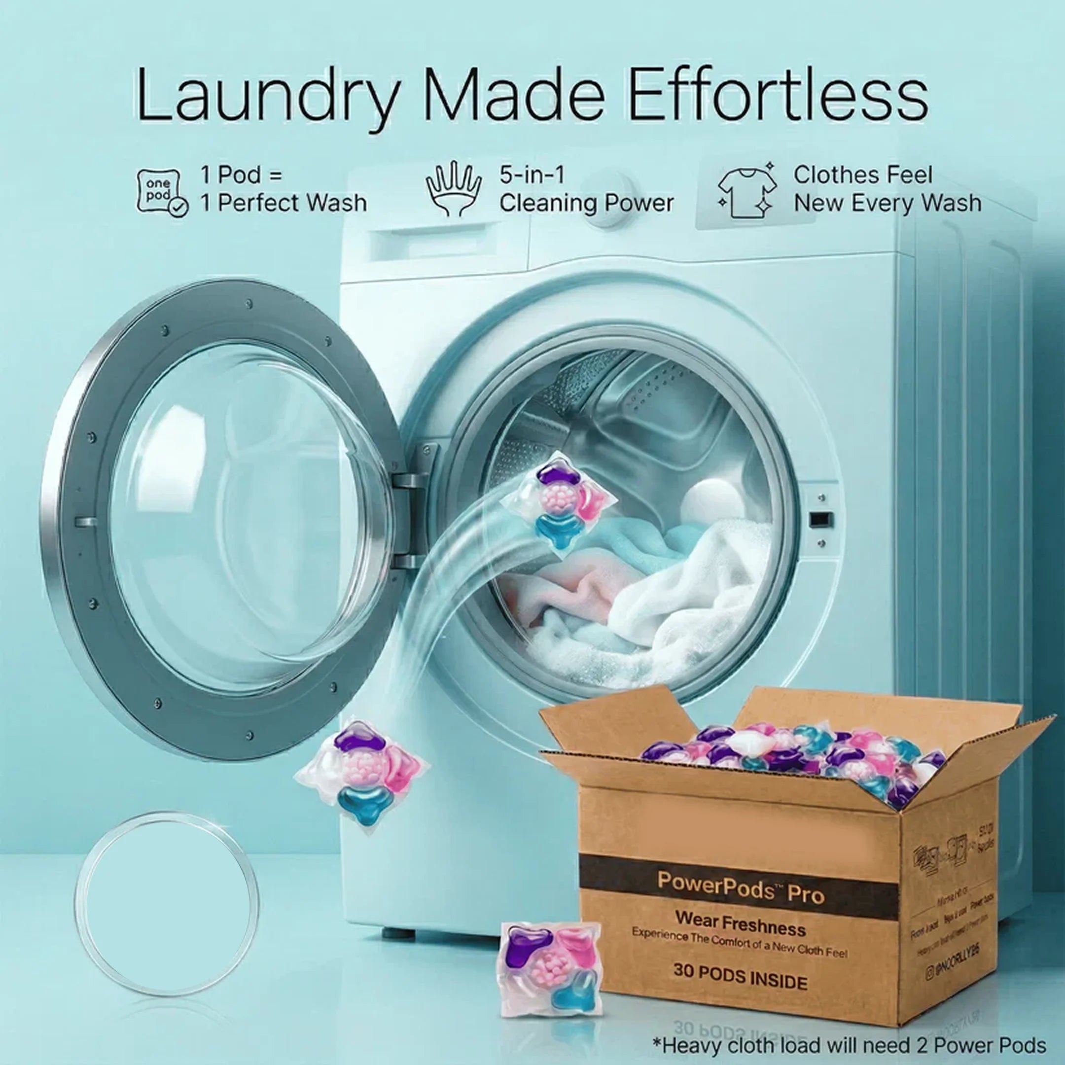 Laundry Detergent Pods 25 Pc | Ultra Clean Liquid Capsules for Powerful Stain Removal & Easy Wash