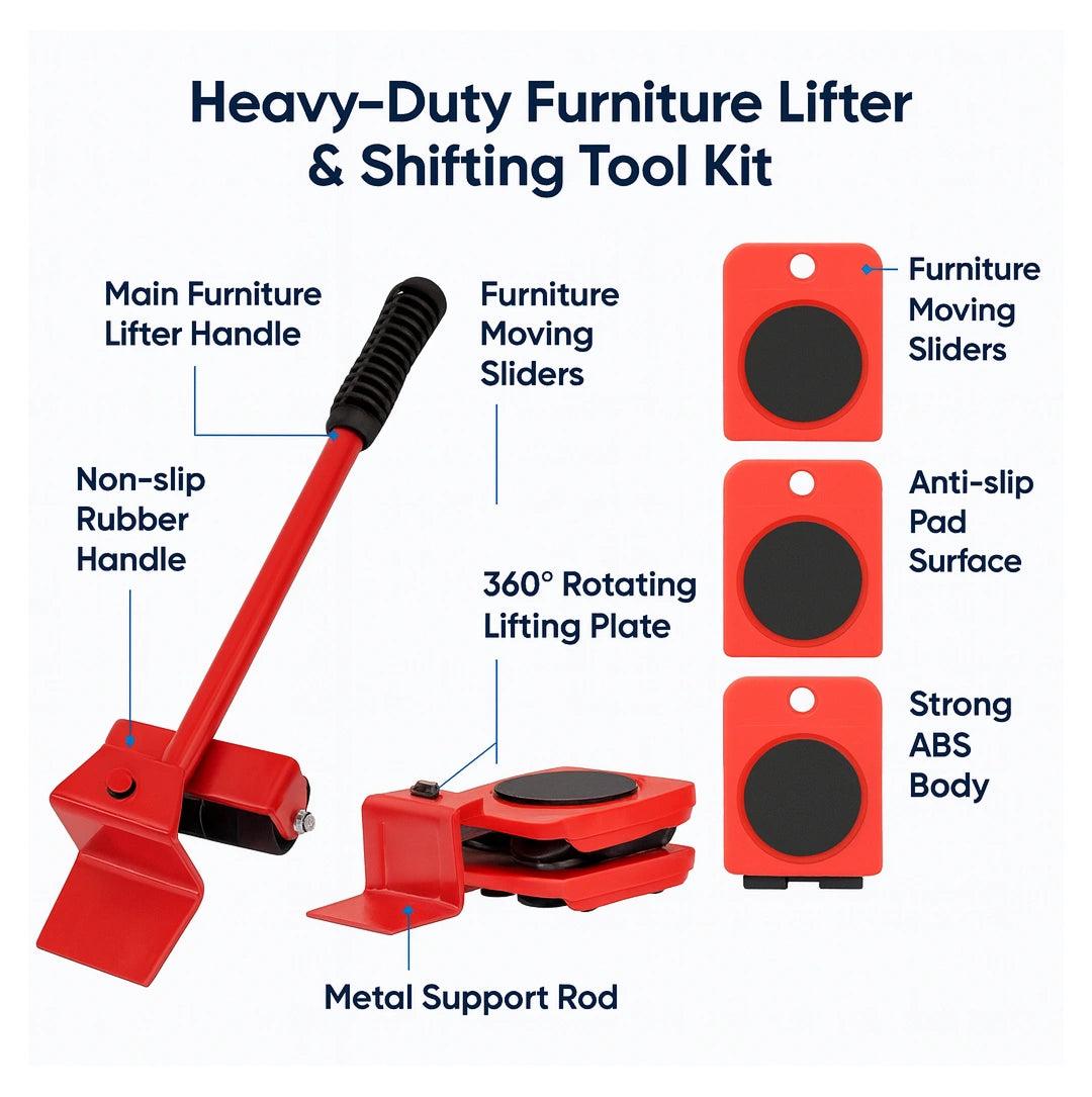 Heavy Furniture Lifter & Moving Tool Set | 5-in-1 Furniture Shifting Kit