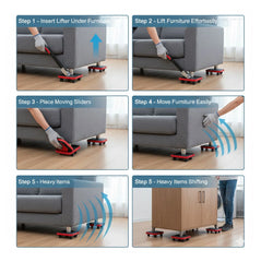 Heavy Furniture Lifter & Moving Tool Set | 5-in-1 Furniture Shifting Kit