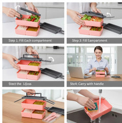 Plastic 3 Layer Leak Proof 3 Compartment Lunch Box For Office  (1 Pc)