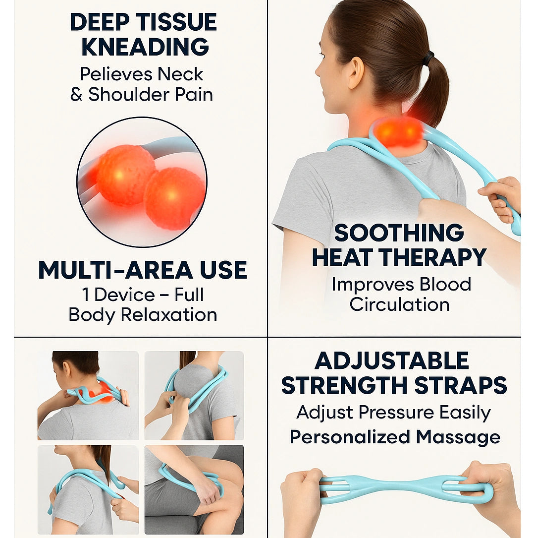 Portable Neck & Shoulder Massager | Manual Back & Waist Pain Relief Massage Tool for Men & Women