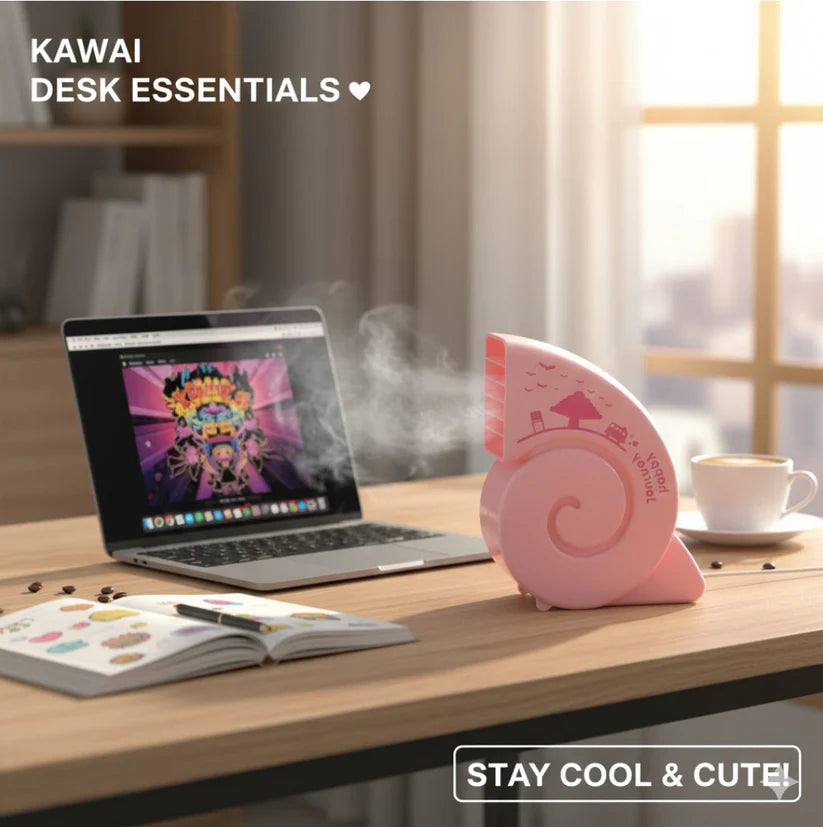 Cute USB Mini Desk Fan | Portable Rechargeable Silent Cooling Fan for Office & Bedroom