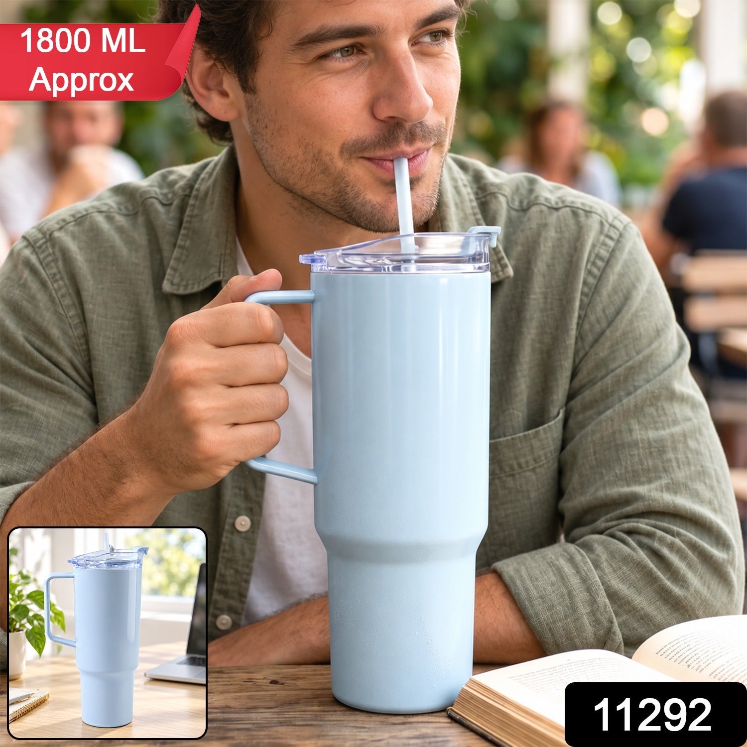Travel Tumbler – Large 1800ml Capacity with Leak-resistant Lid