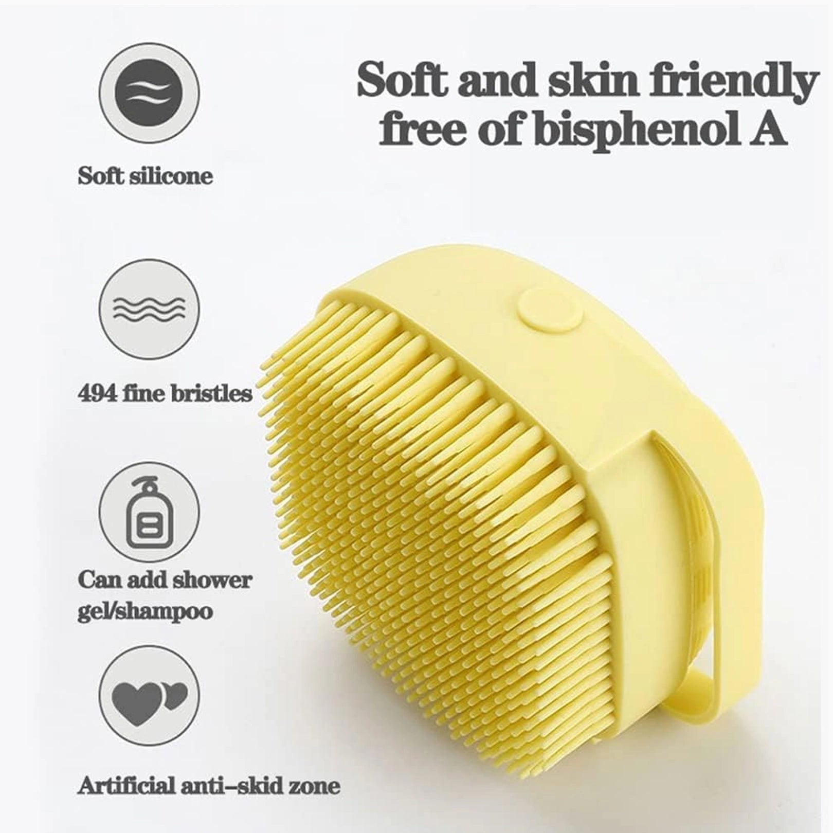 1348b Silicone Massage Bath Body Brush With Shampoo Dispenser