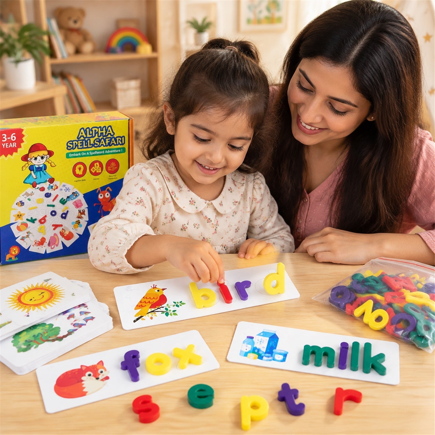 Alphabet Word Puzzle Cards Learning Toy for Spelling Practice (1 Set)