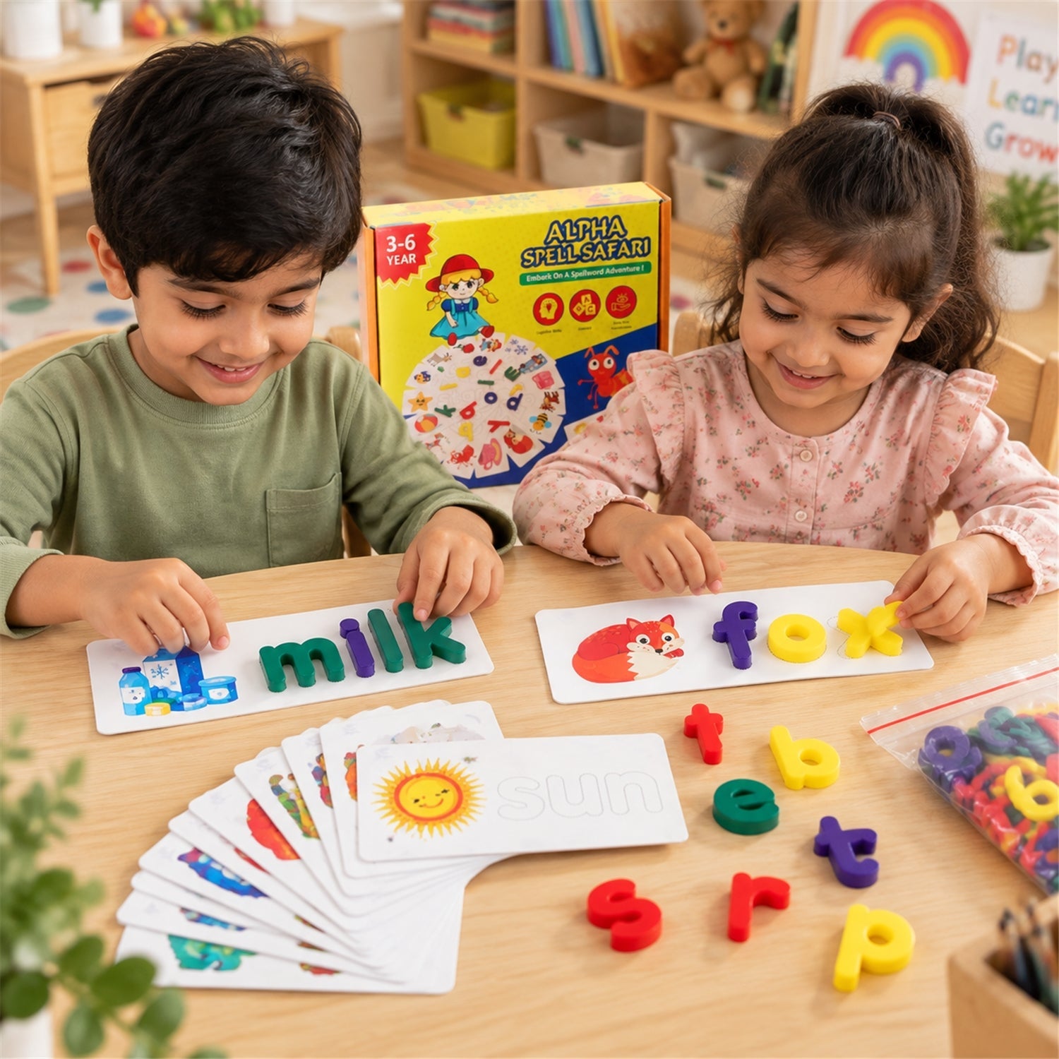 Alphabet Word Puzzle Cards Learning Toy for Spelling Practice (1 Set)