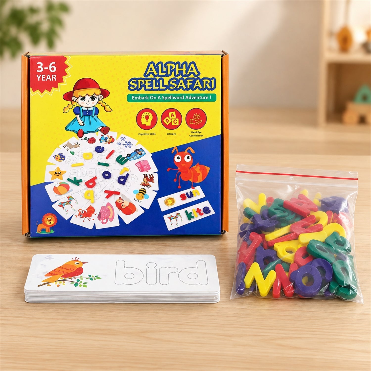 Alphabet Word Puzzle Cards Learning Toy for Spelling Practice (1 Set)