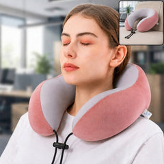 U Shaped Travel Neck Pillow with Adjustable Closure for Comfortable Trips