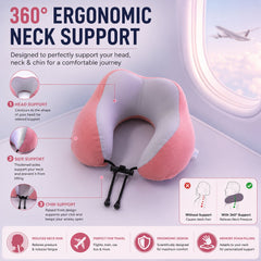 U Shaped Travel Neck Pillow with Adjustable Closure for Comfortable Trips
