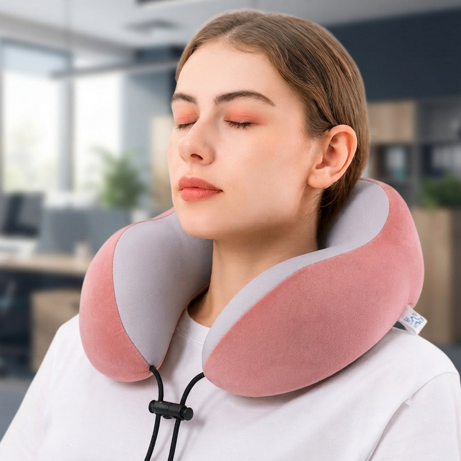 U Shaped Travel Neck Pillow with Adjustable Closure for Comfortable Trips