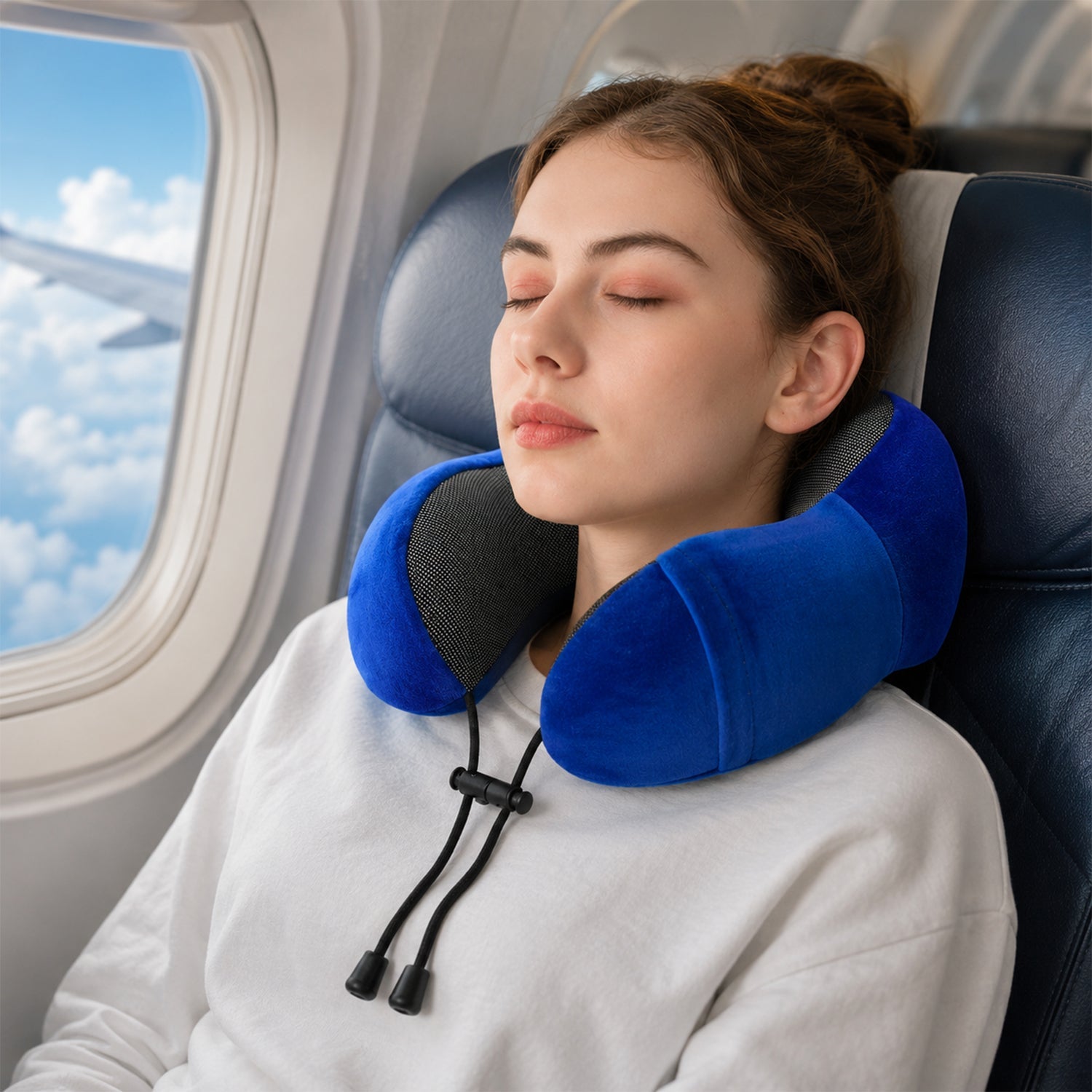 U Shaped Travel Neck Pillow with Adjustable Closure for Comfortable Trips