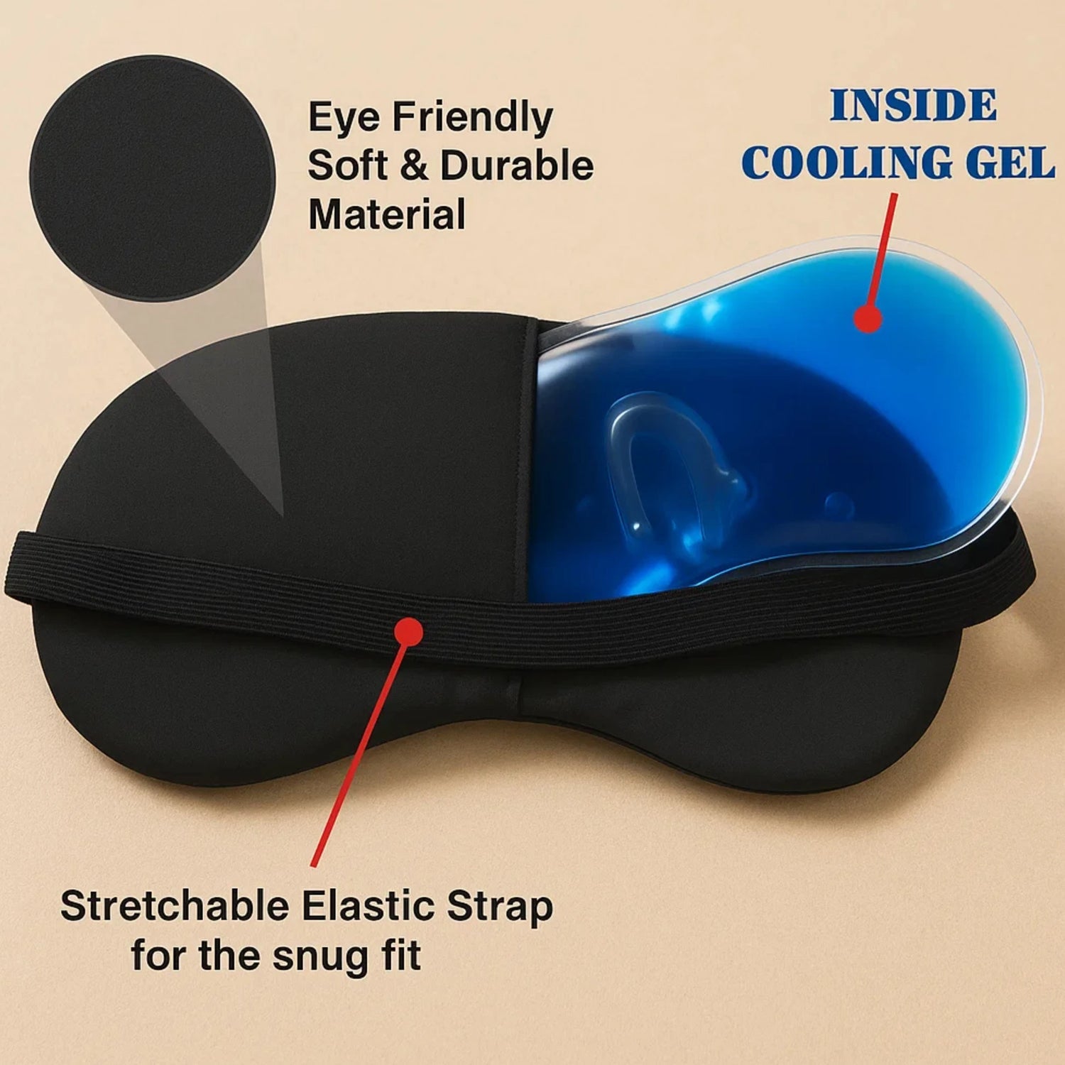 Reusable Cooling Gel Eye Mask with Soft Cover for Sleep and Relaxation