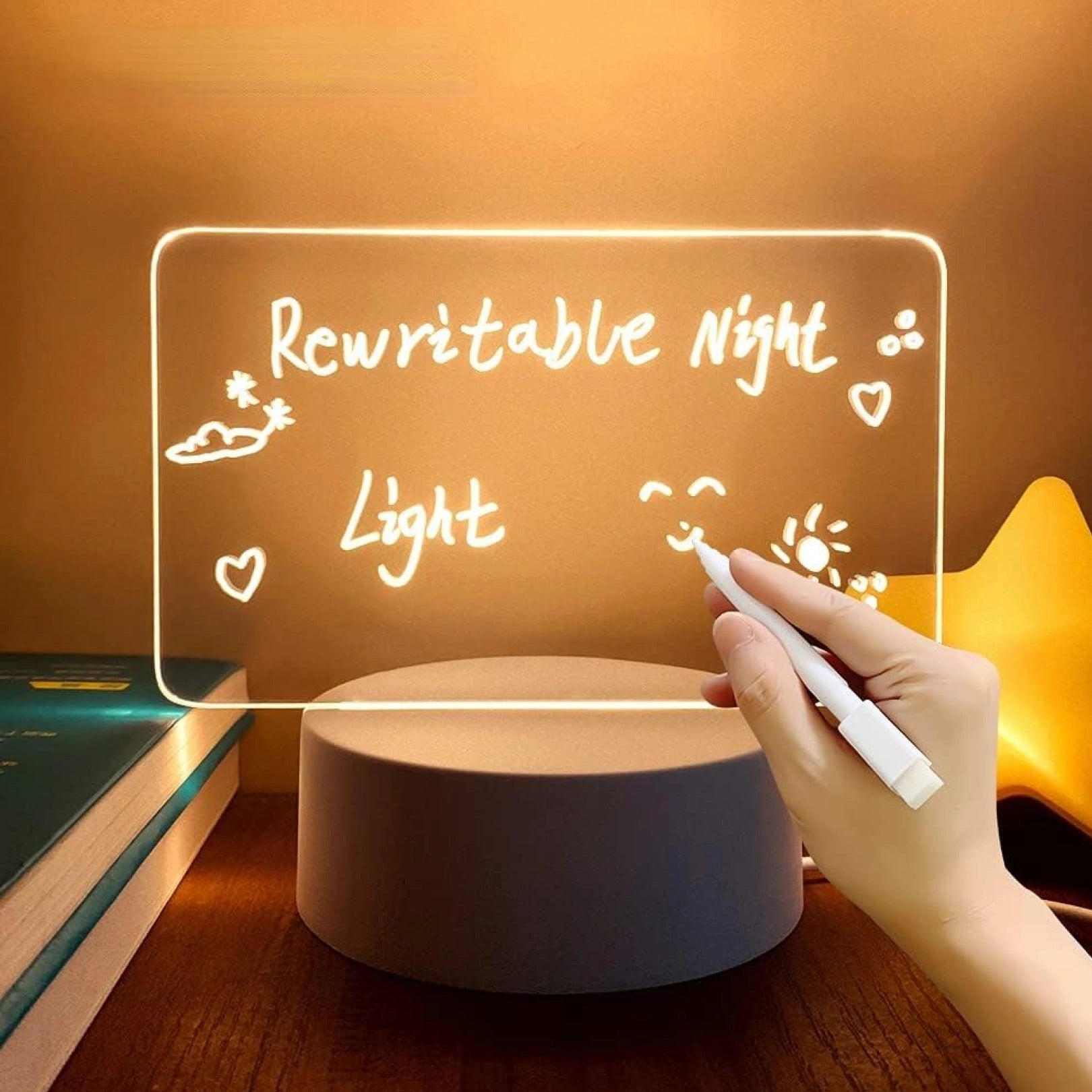 LED Acrylic Message Board Lamp – USB Writing Light with Erasable Marker