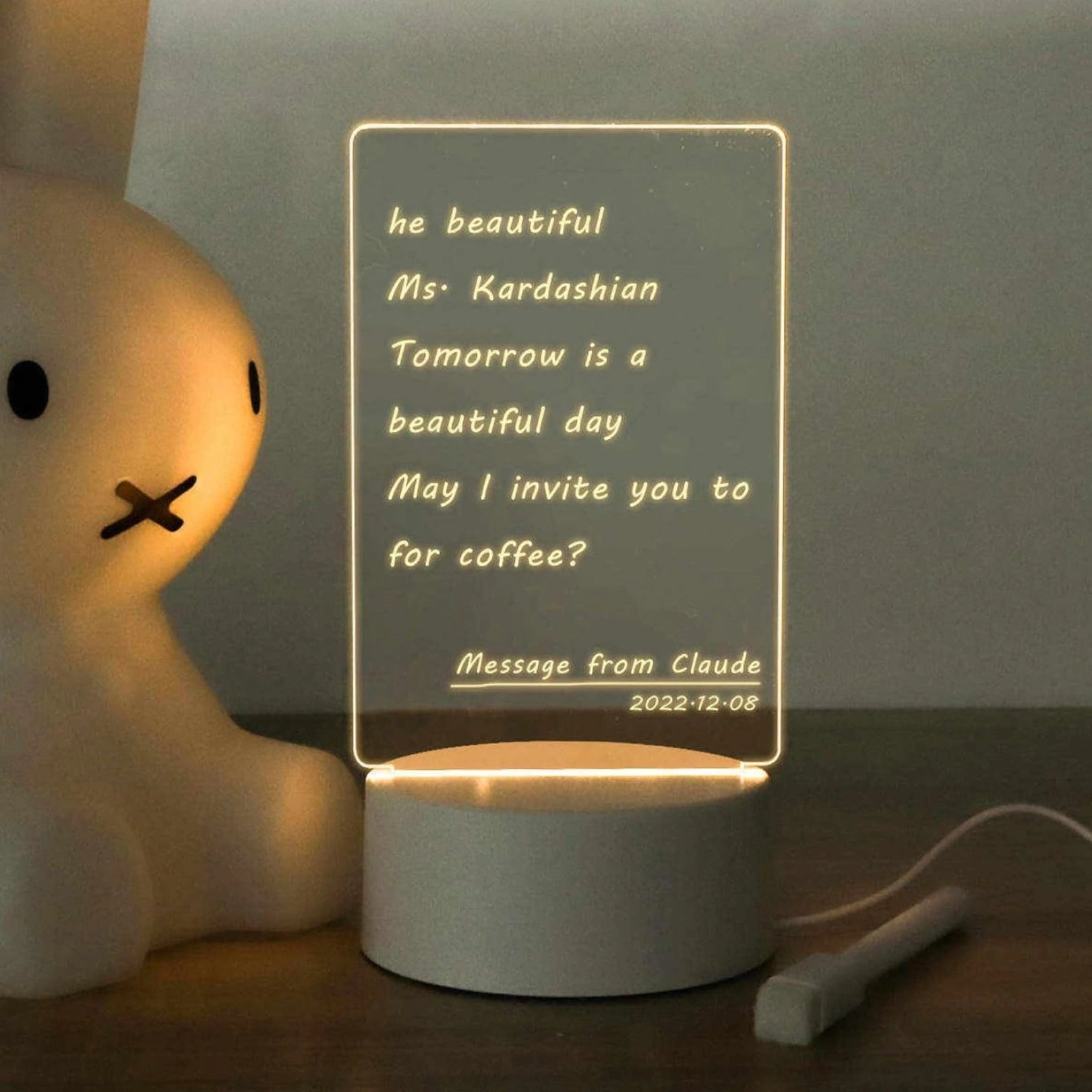 LED Acrylic Message Board Lamp – USB Writing Light with Erasable Marker