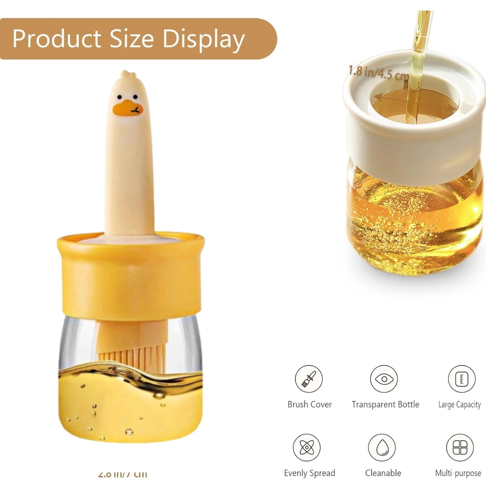 2-in-1 Oil Dispenser Bottle with Silicone Brush – Heat Resistant Glass Oil Bottle for Cooking, BBQ & Baking